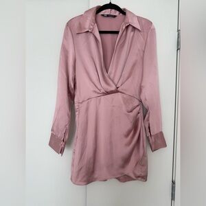 Zara Pink Satin Mini Dress